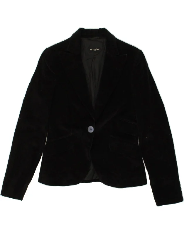 MASSIMO DUTTI Womens 1 Button Blazer Jacket EU 38 Medium Black Cotton