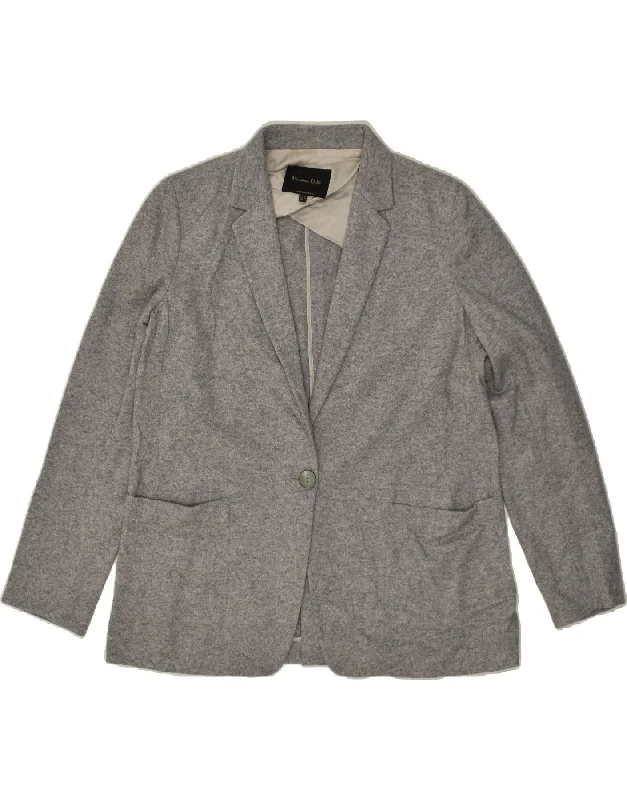 MASSIMO DUTTI Womens 1 Button Blazer Jacket EU 42  Large Grey Wool