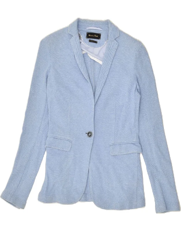 MASSIMO DUTTI Womens 1 Button Blazer Jacket IT 34 2XS Blue Cotton