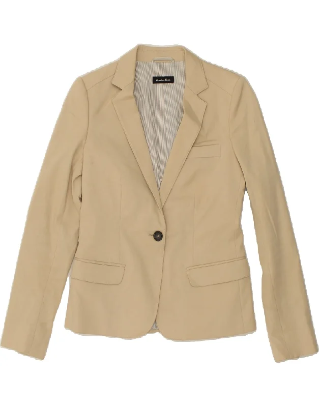 MASSIMO DUTTI Womens 1 Button Blazer Jacket UK 10 Small Beige