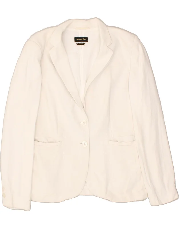 MASSIMO DUTTI Womens 2 Button Blazer Jacket EU 38 Small Off White Cotton