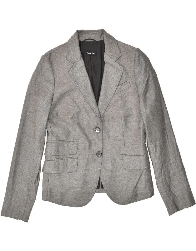 MASSIMO DUTTI Womens 2 Button Blazer Jacket IT 40 Small Grey Wool