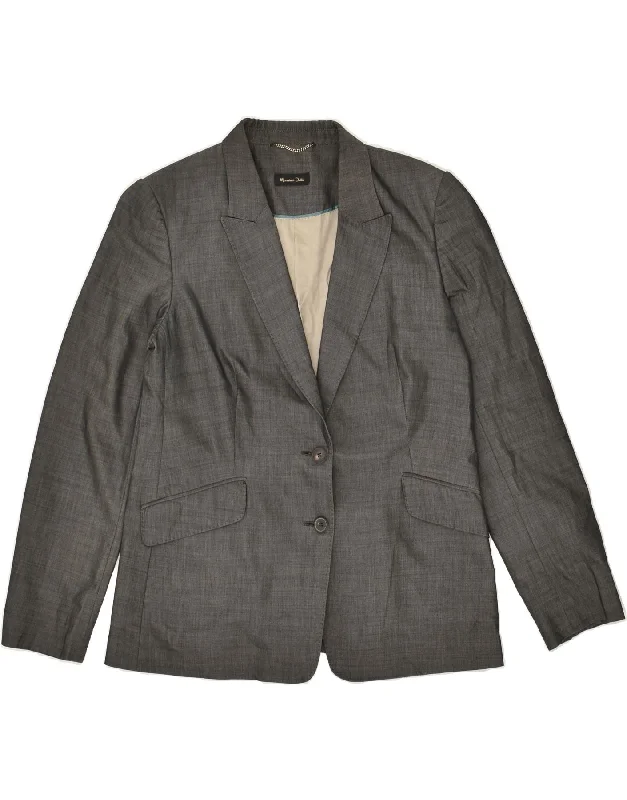 MASSIMO DUTTI Womens 2 Button Blazer Jacket IT 44 Medium Grey Acetate