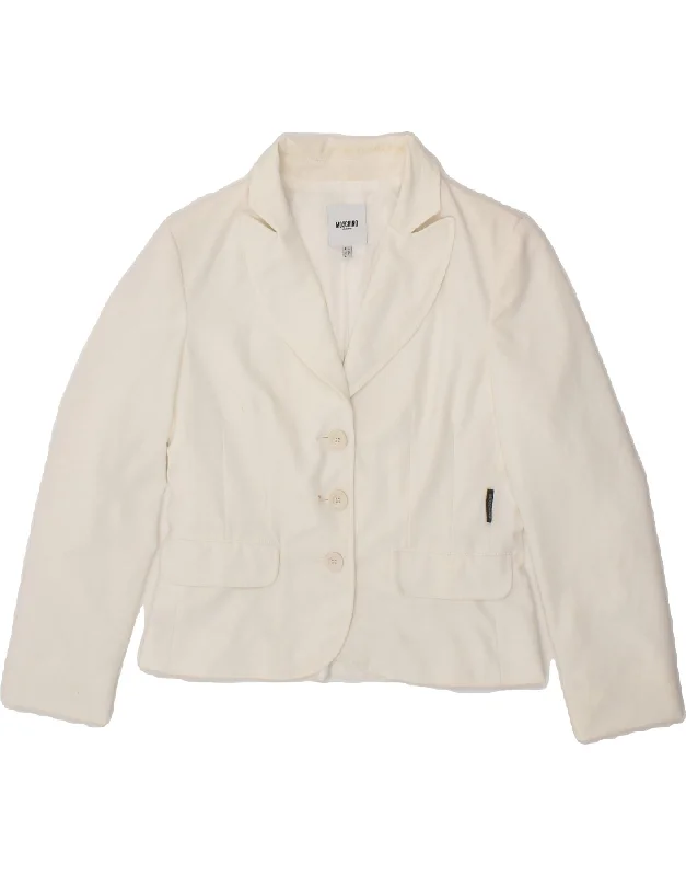 MOSCHINO Womens Crop 3 Button Blazer Jacket UK 16 Large  White