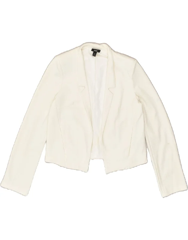 MOSSIMO Womens Crop Blazer Jacket UK 10 Small White Polyester