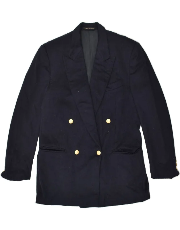 NINO Womens Double Breasted Blazer Jacket IT 48 XL Navy Blue Wool