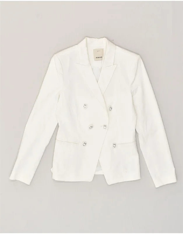 PINKO Womens Blazer Jacket UK 10 Small White Cotton