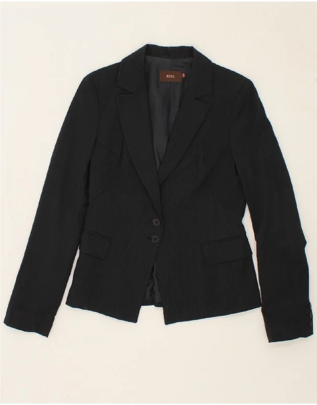 REISS Womens 2 Button Blazer Jacket UK 10 Small Black Pinstripe Wool