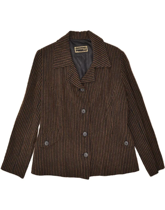 ROCCOBAROCCO Womens 4 Button Blazer Jacket IT 44 Medium Brown Striped