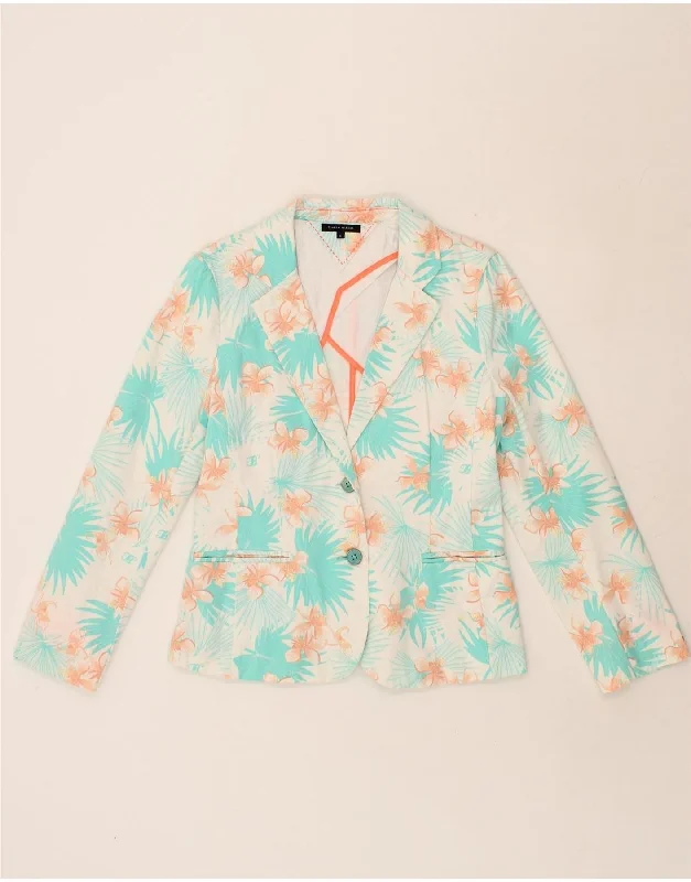 TOMMY HILFIGER Womens 2 Button Blazer Jacket US 8 Medium Turquoise Floral