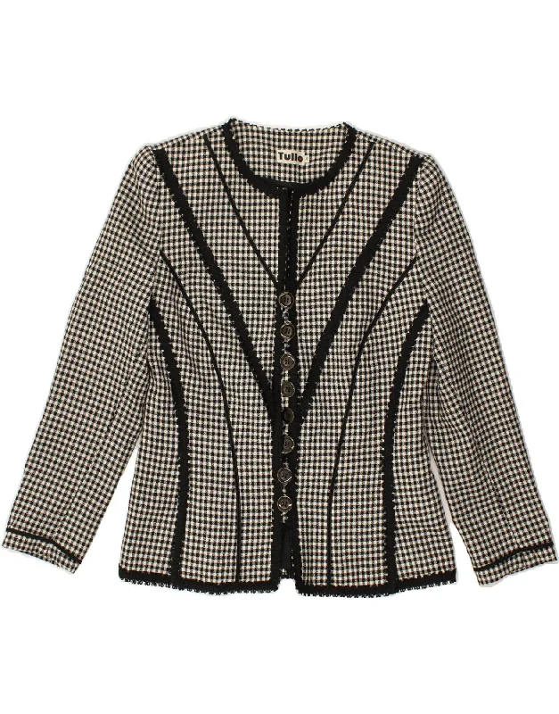 TULLO Womens Blazer Jacket EU 38 Medium Black Gingham Wool