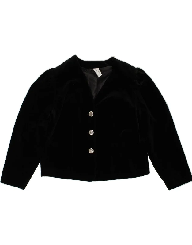 VINTAGE Womens 3 Button Blazer Jacket UK 20 2XL Black Cotton