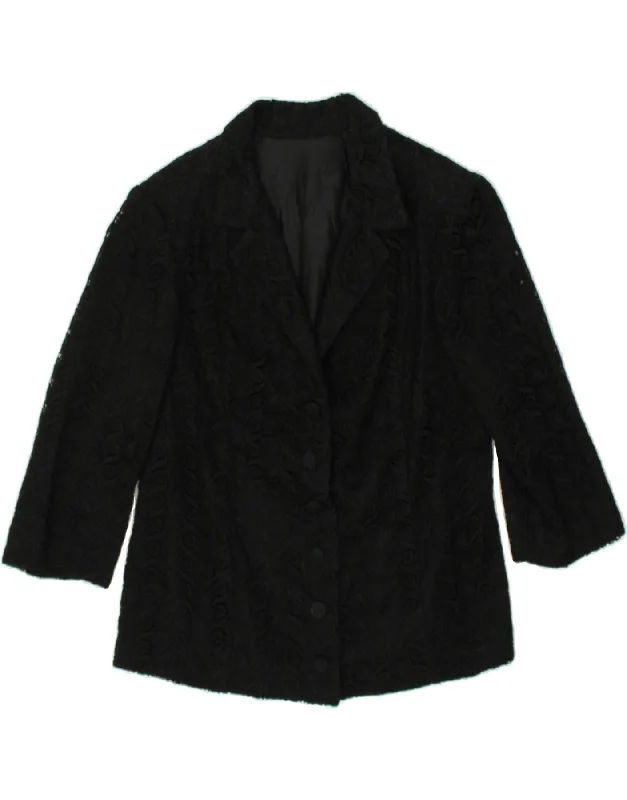 VINTAGE Womens 6 Button Blazer Jacket UK 10 Small Black