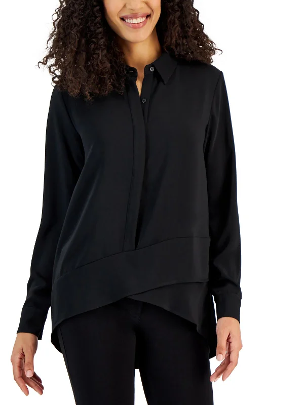 Womens Overlap Long Sleeves Blouse