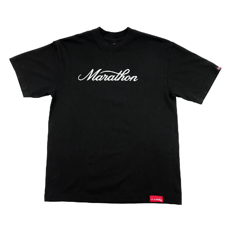 Marathon Classic Script T-Shirt - Black/White