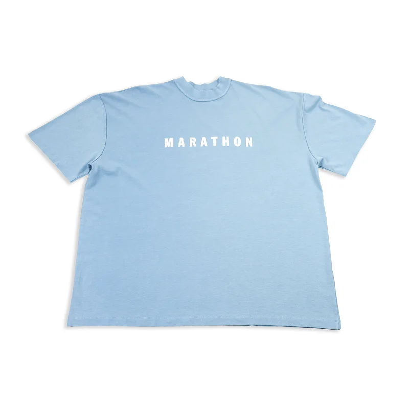 Marathon Hero T-Shirt (Ultra Oversized) - Light Blue/White