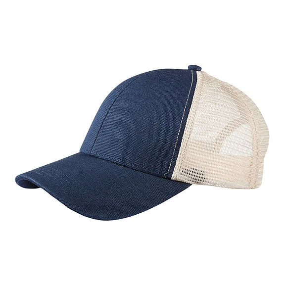 EC7093 - Econscious Unisex Hemp Eco Trucker Recycled Polyester Mesh Cap | Navy/Oyster