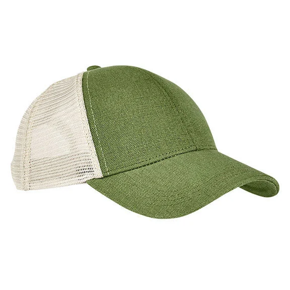 EC7093 - Econscious Unisex Hemp Eco Trucker Recycled Polyester Mesh Cap | Olive/Oyster