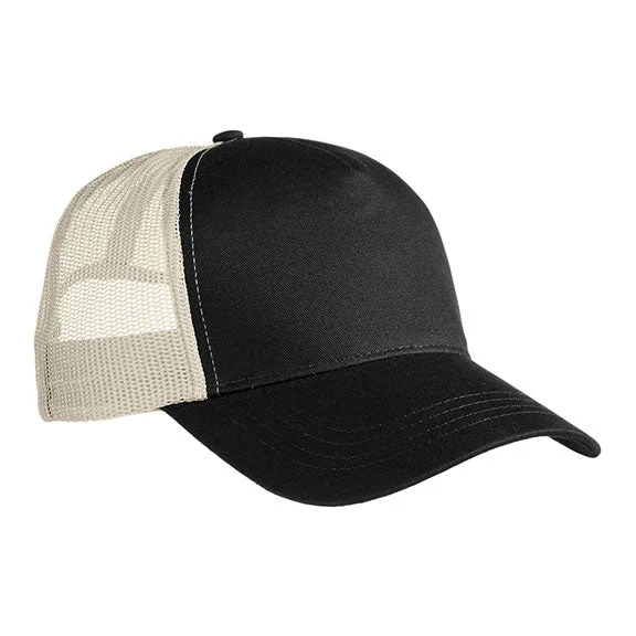 EC7094 - Econscious Organic Cotton/RPET Semi-Curve Trucker Cap | Black/Oyster