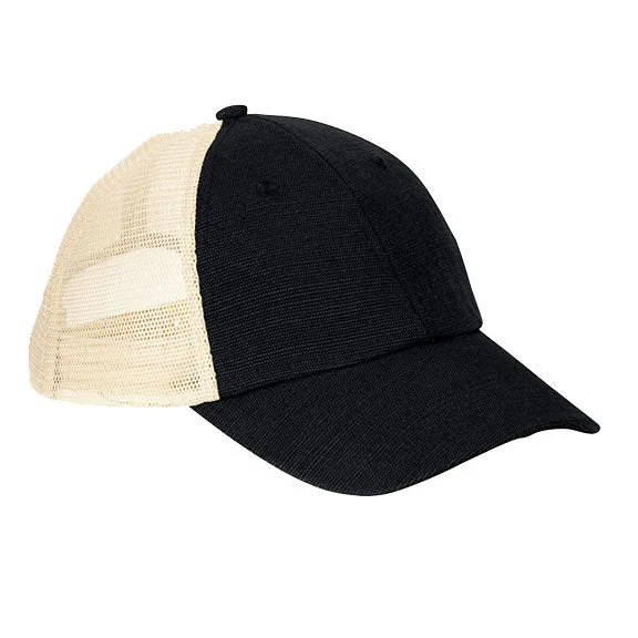 EC7095 - econscious 6.8 oz. Hemp Washed Soft Mesh Trucker Hat | Black/Oyster