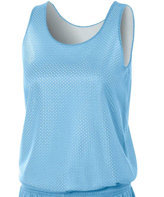 NW1000 - A4 Ladies Reversible Mesh Tank Top | Light Blue/White