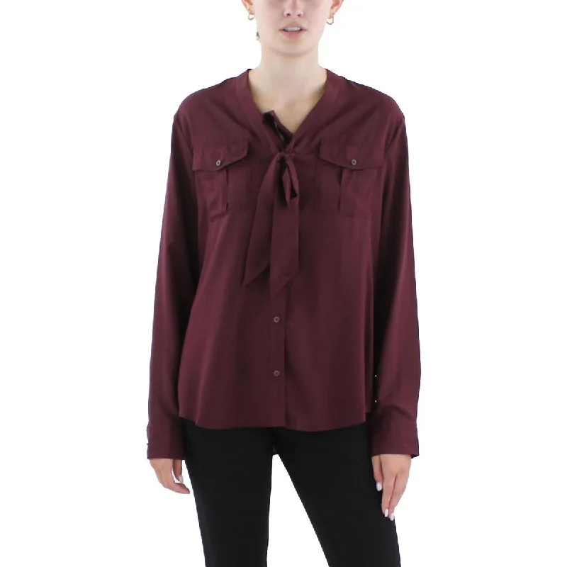 Lauren Ralph Lauren Womens   Purple Long Sleeves Button-Down Top