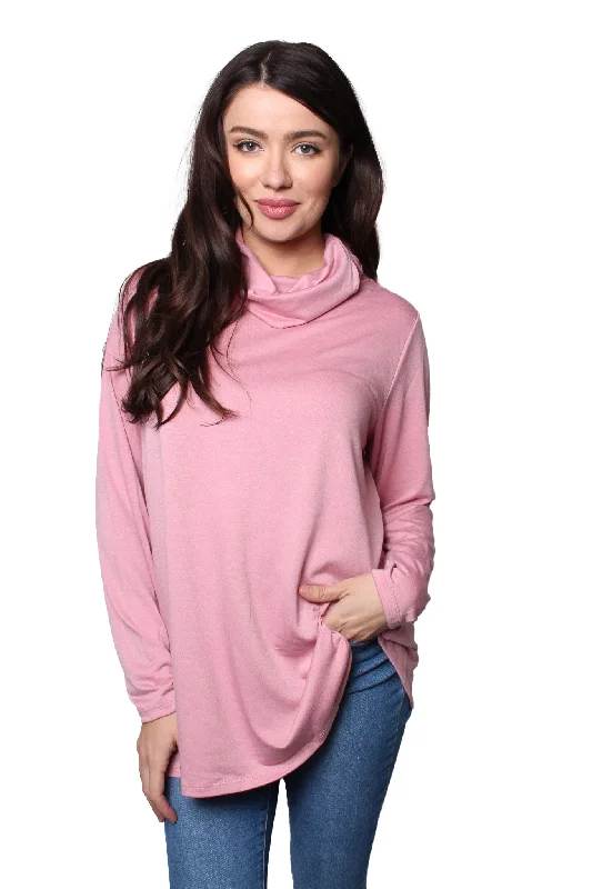 Women's Long Sleeves Cowl Neck Solid Top