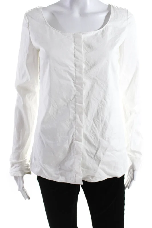 The Row Women's Round Neck Long Sleeves Button Down Cotton Blouse White