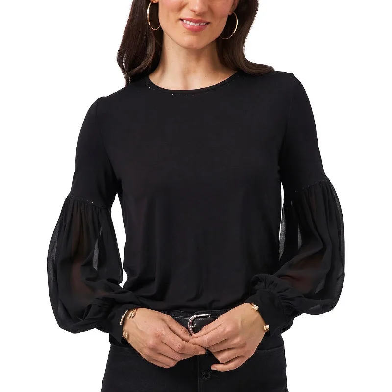 Womens Mixed Media Long Sleeves Blouse